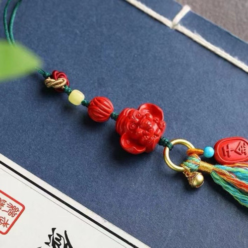 天然原鑛硃砂精品紅砂「小飛象」 手機掛  包掛 硃砂含量達95以上