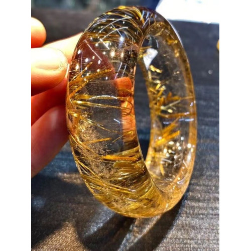 天然鈦晶手鐲 晶體通透 顔色金黃 鈦絲均勻 工藝精湛  性價比高