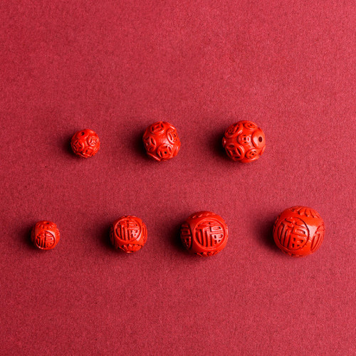 久雅水晶 天然原鑛硃砂銅錢圓珠 紅色硃砂弗字手鏈配珠 廠家直銷