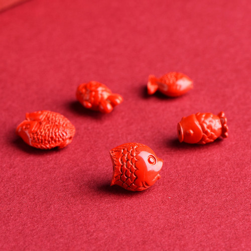 久雅水晶 原鑛高含量紅砂小魚配件 年年有魚硃砂配珠 廠家直銷
