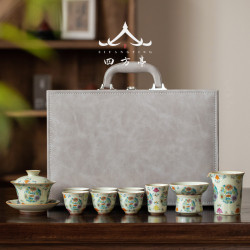 茶具套裝2024新款送禮景德鎮琺瑯彩功夫茶盃蓋碗禮盒家用輕奢高檔