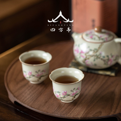 小茶盃家用待客中式復古品茗盃功夫茶具陶瓷喝茶盃子茶盞茶碗主人