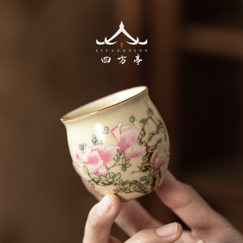 小茶盃家用待客中式復古品茗盃功夫茶具陶瓷喝茶盃子茶盞茶碗主人