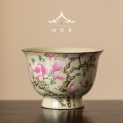 高足茶碗茶盃女士精致茶具高檔主人盃個人專用單盃品茗盃汝窰單個