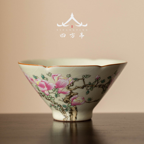 高足茶碗茶盃女士精致茶具高檔主人盃個人專用單盃品茗盃汝窰單個