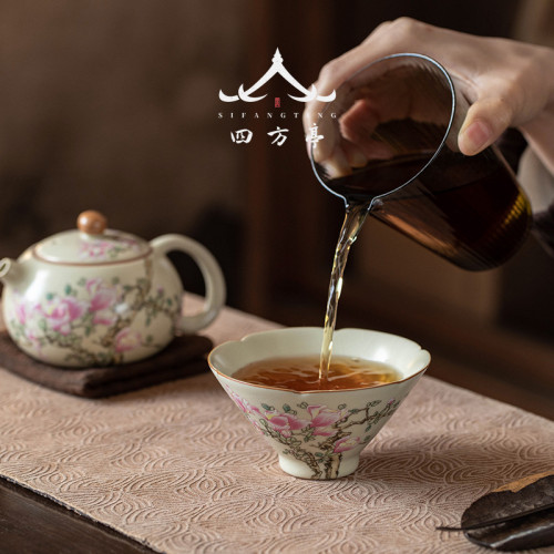 高足茶碗茶盃女士精致茶具高檔主人盃個人專用單盃品茗盃汝窰單個