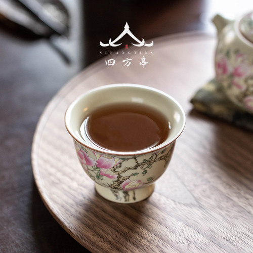 高足茶碗茶盃女士精致茶具高檔主人盃個人專用單盃品茗盃汝窰單個