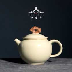 唐俊 景德鎮汝窰大號茶壺陶瓷單壺泡茶純手工茶具汝瓷家用套裝