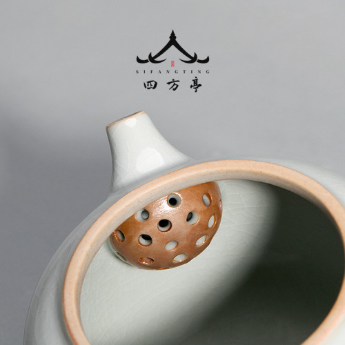唐俊 景德鎮汝窰大號茶壺陶瓷單壺泡茶純手工茶具汝瓷家用套裝