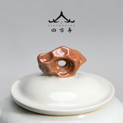 唐俊 景德鎮汝窰大號茶壺陶瓷單壺泡茶純手工茶具汝瓷家用套裝