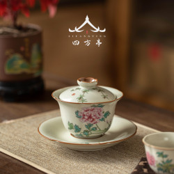 汝窰蓋碗女士茶具三才茶碗茶盃帶蓋大號泡茶功夫家用八寶單個高檔