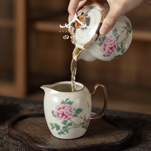 汝窰茶壺大號手抓壺單壺陶瓷泡茶壺茶具茶道家用2024新款高檔開片