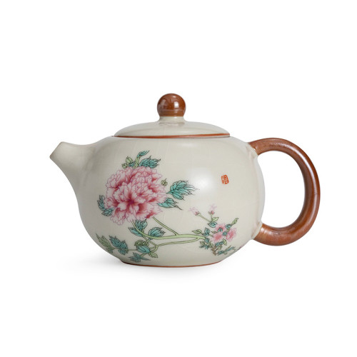 汝窰茶壺大號手抓壺單壺陶瓷泡茶壺茶具茶道家用2024新款高檔開片