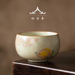 汝窰功夫茶盃茶具高端主人盃陶瓷品茗盃喝茶盃子個人專用女士一人