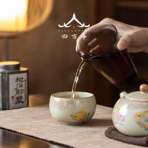 汝窰功夫茶盃茶具高端主人盃陶瓷品茗盃喝茶盃子個人專用女士一人