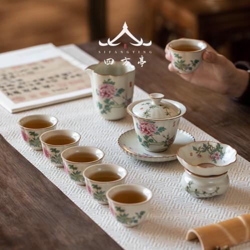 汝窰茶具套裝禮盒輕奢高檔家用三才蓋碗茶盃陶瓷年新款中式高顔值