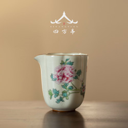 汝窰公道盃茶漏一體分茶器高檔公盃三件套陶瓷茶海茶道勻盃漏網