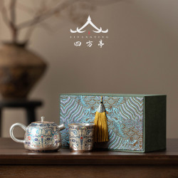 敦煌文創茶具鎏銀茶壺套裝金銀錯故宮文創高檔中國風特色禮物新款
