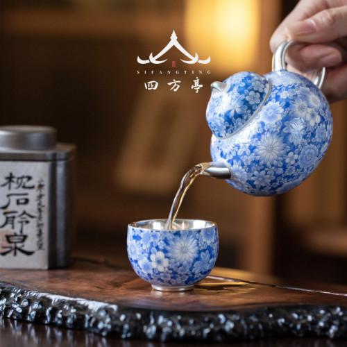 敦煌文創茶具鎏銀茶壺套裝金銀錯故宮文創高檔中國風特色禮物新款