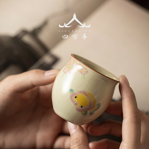 汝窰茶盃茶具喝茶盃子陶瓷主人盃家用品茗盃個人專用喝茶一人單盃