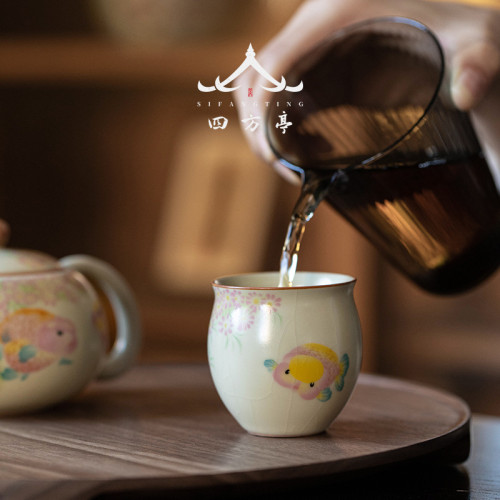 汝窰茶盃茶具喝茶盃子陶瓷主人盃家用品茗盃個人專用喝茶一人單盃