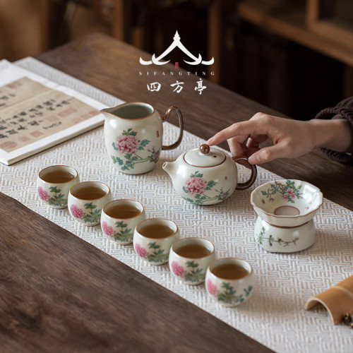 汝窰茶具套裝禮盒輕奢高檔家用茶壺茶盃陶瓷2024年新款中式高顔值