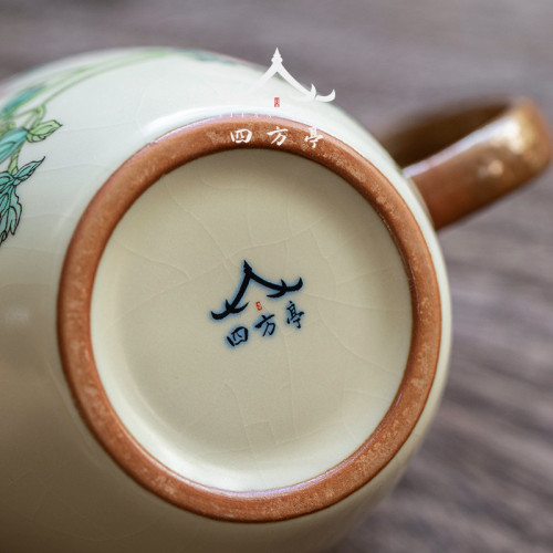 汝窰公道盃茶漏一體分茶器高檔公盃高顔值陶瓷茶海茶道勻盃開片