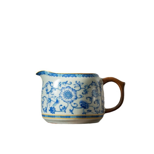 汝窰青花瓷手抓公道盃茶漏一體茶海勻盃陶瓷分茶器茶具高檔三件套