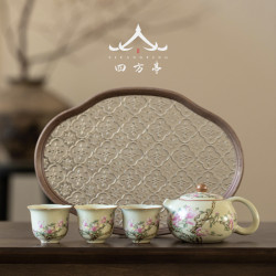 汝窰手抓壺功夫茶具套裝一人茶壺喝茶女士高顔值泡茶壺蓋碗茶盃