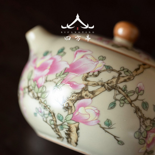 汝窰手抓壺功夫茶具套裝一人茶壺喝茶女士高顔值泡茶壺蓋碗茶杯