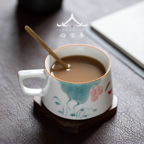 盃子水盃茶盃中式馬克盃咖啡盃陶瓷釉下彩精致高級女士個人專用