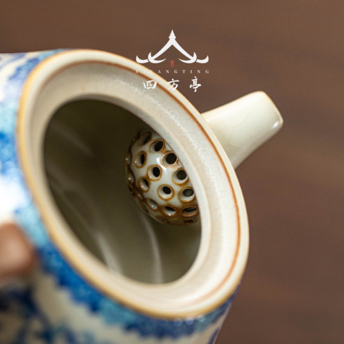 汝窰石瓢壺大號茶壺單壺高檔2024新款泡茶壺茶具青花瓷汝瓷中式