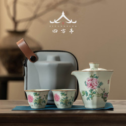 旅行茶具快客盃汝窰便攜式一人女士高顔值個人專用單人泡茶盃陶瓷