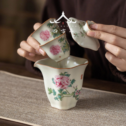 旅行茶具快客盃汝窰便攜式一人女士高顔值個人專用單人泡茶盃陶瓷
