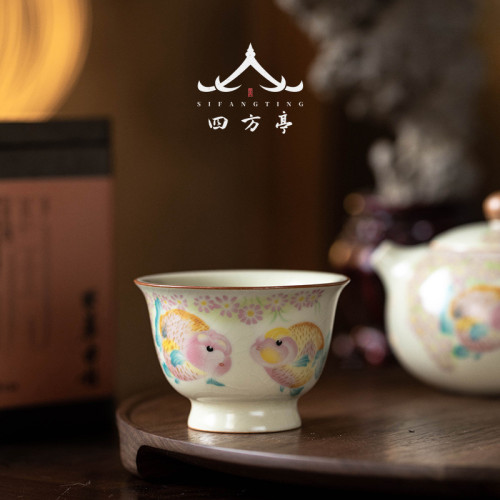 葵口鬭笠盃汝窰功夫茶具茶碗茶盃品茗盃家用主人盃單盃女士高檔