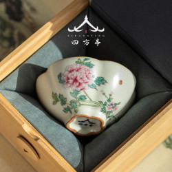 汝窰功夫茶盃女士花朵高顔值主人盃茶具家用喝茶個人專用單盃陶瓷