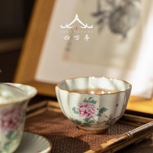 汝窰功夫茶盃女士花朵高顔值主人盃茶具家用喝茶個人專用單盃陶瓷