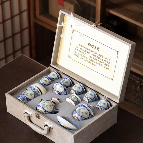 茶具套裝輕奢高檔2024新款家用景德鎮中式青花瓷送禮茶壺便攜禮盒