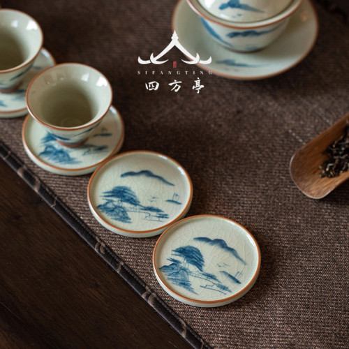 手繪功夫茶具套裝2024新款高檔輕奢中式蓋碗哥窰茶盃家用茶壺禮盒
