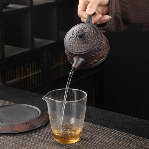 精工紫陶壺大容量搭配壺承輕奢半手工鳳鳴壺西施壺陶瓷泡茶壺直售