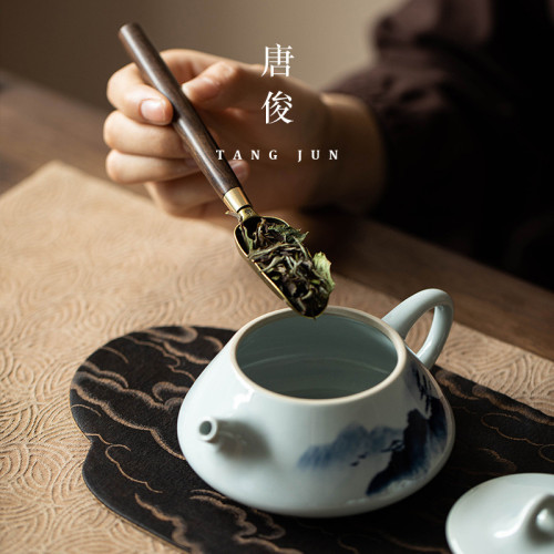 手繪青花瓷茶道六君子套裝茶具用品大全茶藝配件茶夾茶刀茶勺瓶桶