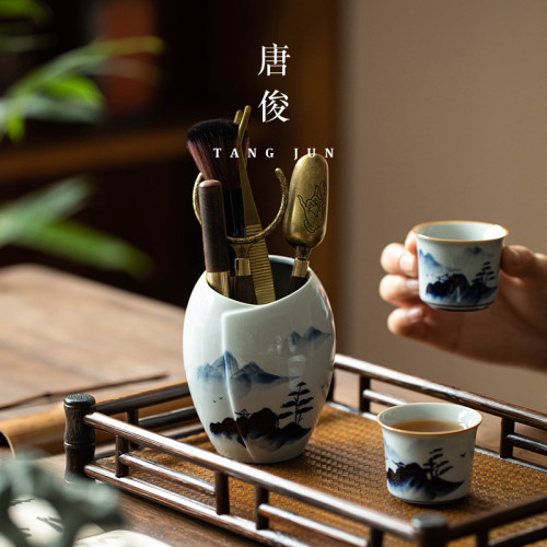 手繪功夫茶具套裝2024新款釉下彩中式茶壺家用青花瓷輕奢高檔禮盒