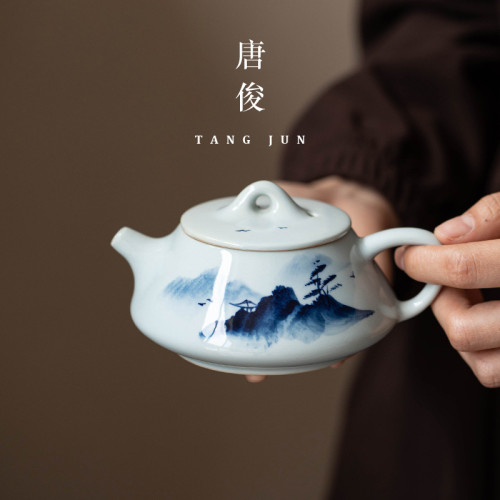 手繪功夫茶具套裝2024新款釉下彩中式茶壺家用青花瓷輕奢高檔禮盒