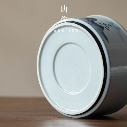 手繪茶洗茶缸茶盂建水茶渣缸茶具盆水洗茶海青花瓷釉下彩大號陶瓷