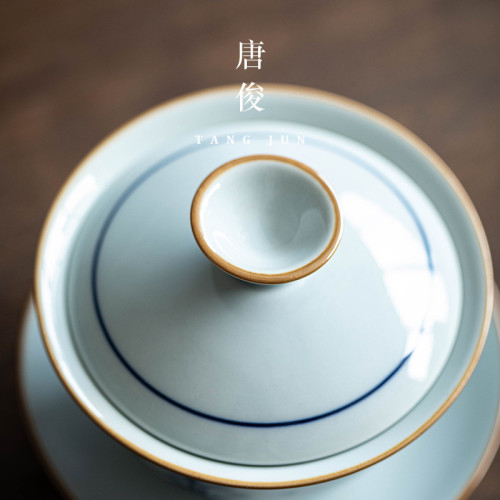 手繪蓋碗茶盃釉下彩青花瓷茶具單個高檔中式泡茶陶瓷三才茶碗帶蓋