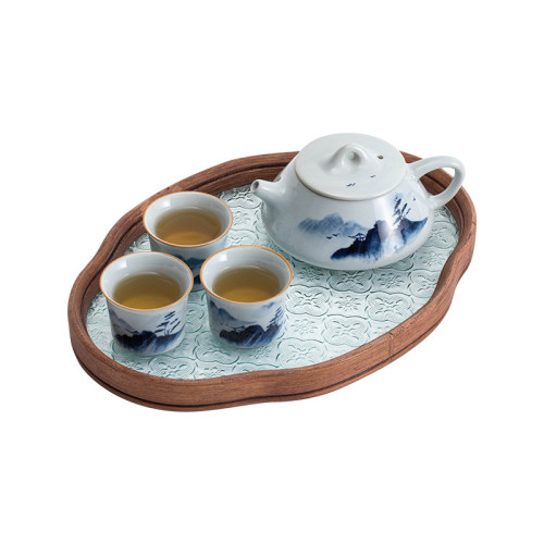 一壺二盃茶具套裝手繪釉下彩小型茶磐小套家用泡茶壺新款簡約乾泡