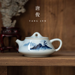 茶壺泡茶家用陶瓷單壺大號石瓢壺青花瓷手繪釉下彩功夫茶具手工