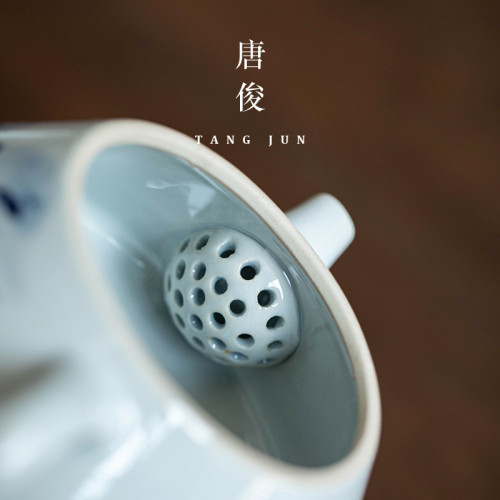 茶壺泡茶家用陶瓷單壺大號石瓢壺青花瓷手繪釉下彩功夫茶具手工