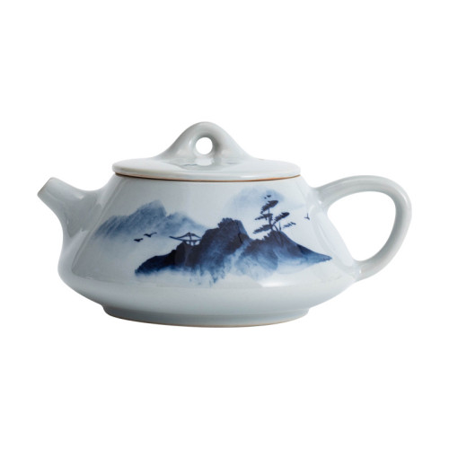 茶壺泡茶家用陶瓷單壺大號石瓢壺青花瓷手繪釉下彩功夫茶具手工