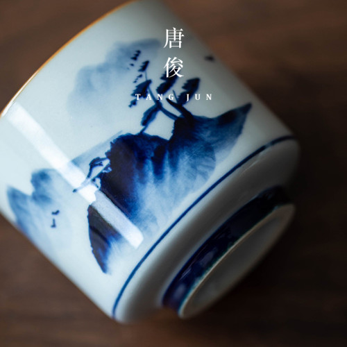 茶盃套裝手繪釉下彩青花瓷國潮伴手禮陶瓷主人盃禮盒盃子功夫茶具